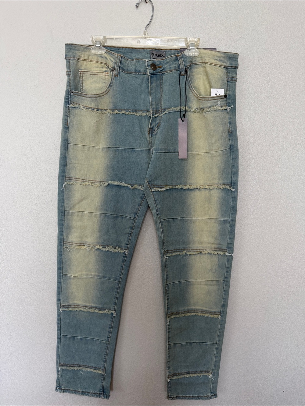 Black Faded Blue Distressed Jeans Women’s Skinny Fit W 38 L 32 Grunge Skater